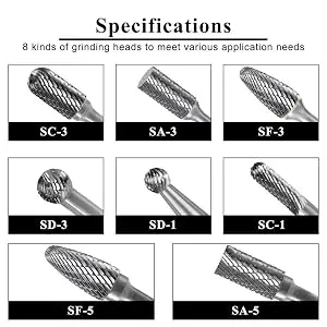 8 Stück/Set Durchmesser. 6/8/10/12 mm 1/4 Zoll (6 mm) Schaft Wolframkarbid-Frässtifte Bit Double Cut CNC-Gravur für Metall, Stahl, Aluminium – Detail 5