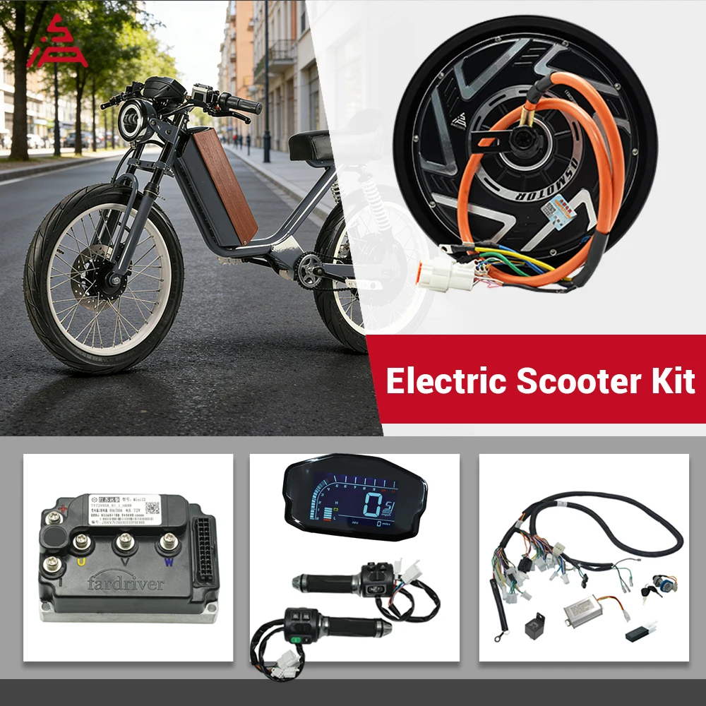 QS219 1500W 72V Electric Scooter Hub Motor Conversion Kit with Fardriver ND72260 Mini12 Controller 10x2.15Inch Wheel for Scooter