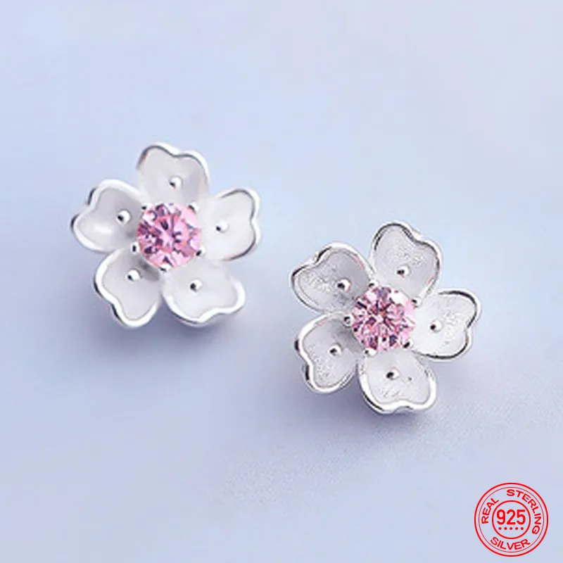 

925 Sterling Silver Flower Earring For Women Fashion Jewelry Gift Accessories