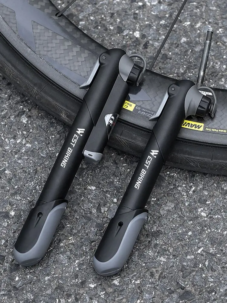AliExpress West Biking WEST BIKING 100PSI Bike Pump Mini Portable High Pressure Handle Pump Schrader Presta Valve MTB Road Bicycle Tire Inflator