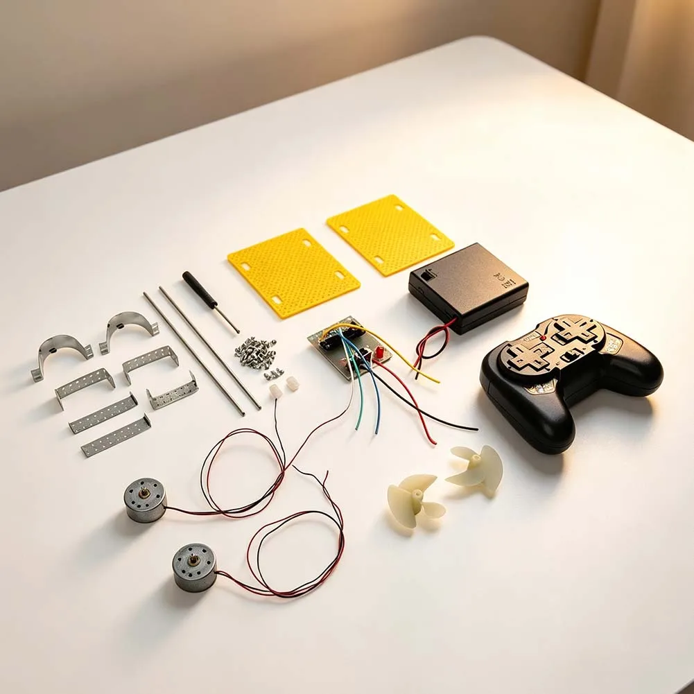 2.4G Remote Operated Boat Kit Including Dual 300 Motors ABS Remote Controller Board and Mechanical Parts 2.4G Remote