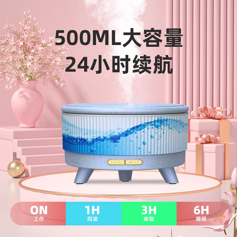 Desktop Essential Aromatherapy Oil Diffusers 500ml Large Capacity Humidifier Ultrasonic Aroma Diffuser  Witn 7 Color LED Lights