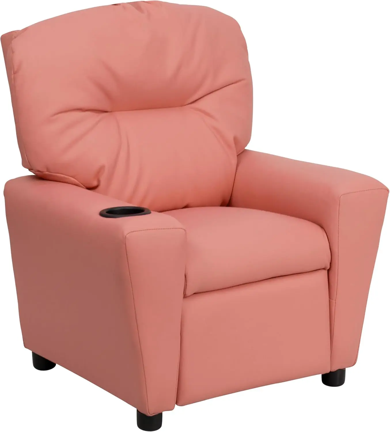 Flash Furniture Chandler Vinyl Kids Recliner With Cup Holder And Safety Recline, Contemporary Reclining Chair For Kids,