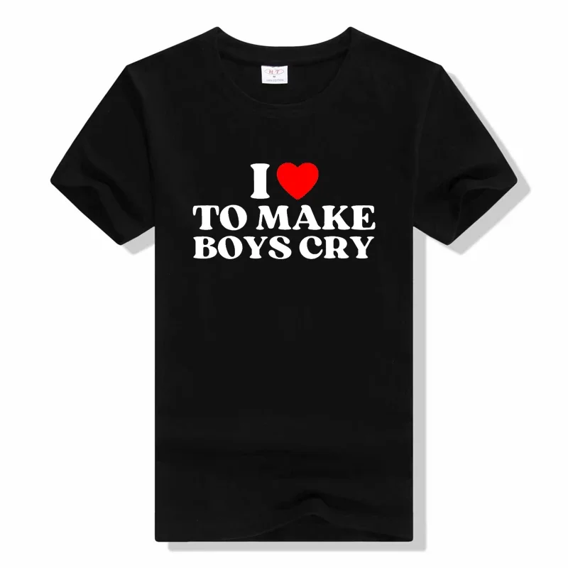 

Футболка с надписью I Heart To Make Boys Cry, Забавные футболки с красным сердцем Love для девочек, подарки на день рождения с коротким рукавом, летняя повседневная футболка