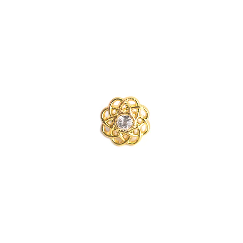 10-Piece Set of Metal Zinc Alloy Hollow-Out Rhinestone High-Footed Hand-Sewn Buttons
