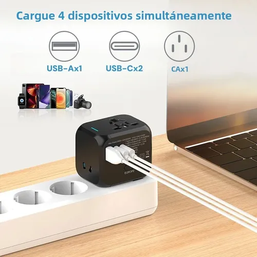 Imagen 2 del producto Enchufe adaptador de viaje Universal, enchufe de carga rápida de 220v a 5v, convertidor de enchufe para Europa, EE. UU., Reino Unido, Asia, cargador portátil