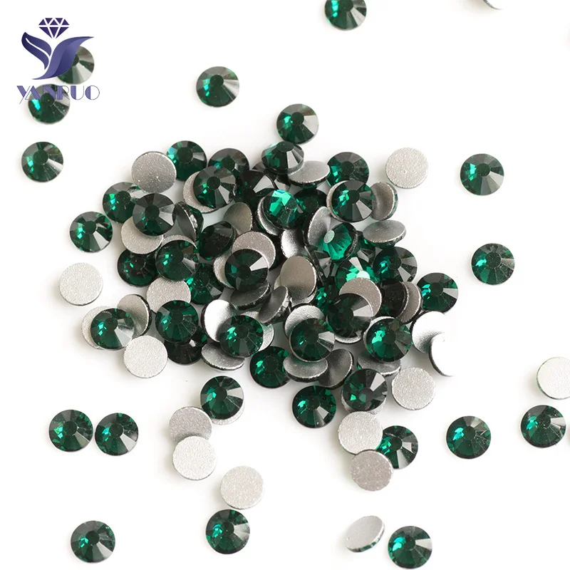 YanRuo 2058NoHF Emerald Nail Charms Supplies Cfraft Flatback Rhinestones DIY Nail Art Decorations DIY Crystal Beauty Accessories