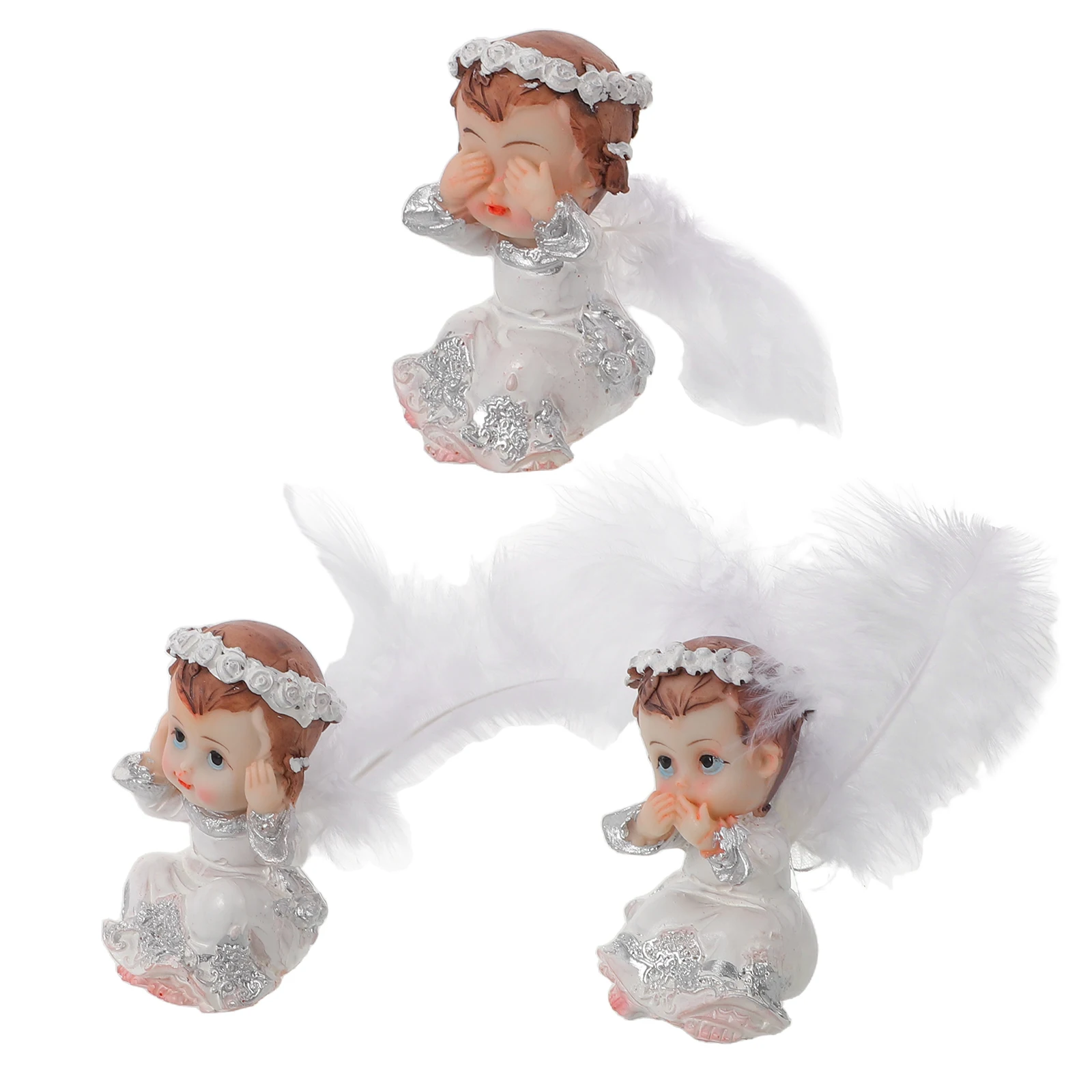 

3Pcs Christmas Decoration Angel Resin Miniature Angel Statue European Style Fairy Garden Mantel Table Centerpiece Holiday Decor