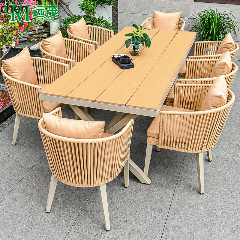 

YXY Garden Rattan Plastic Wood Table and Chair Combination Outdoor Home Outdoor Leisure Aluminum Alloy Rattan Chair