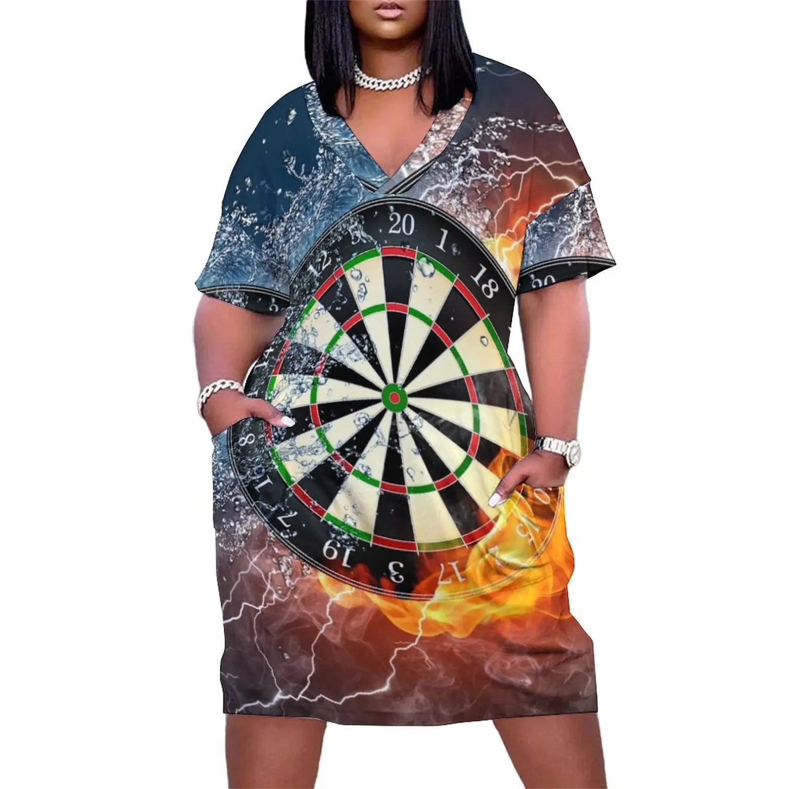 

Fire And Ice Dartboard Loose Pocket Dress Woman fashion elegant women"s dresses sale women evening dress