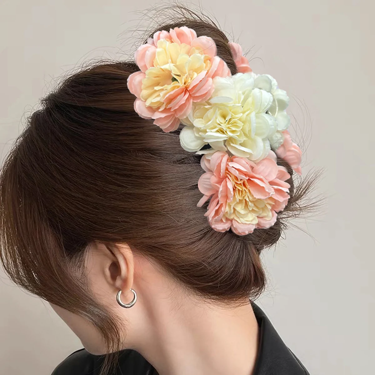AWAYTR Phalaenopsis Orchid Hair Claw Flower Shark Clip Women Retro Floral Exaggerated Wedding Party Hair Clip Hair Accessories