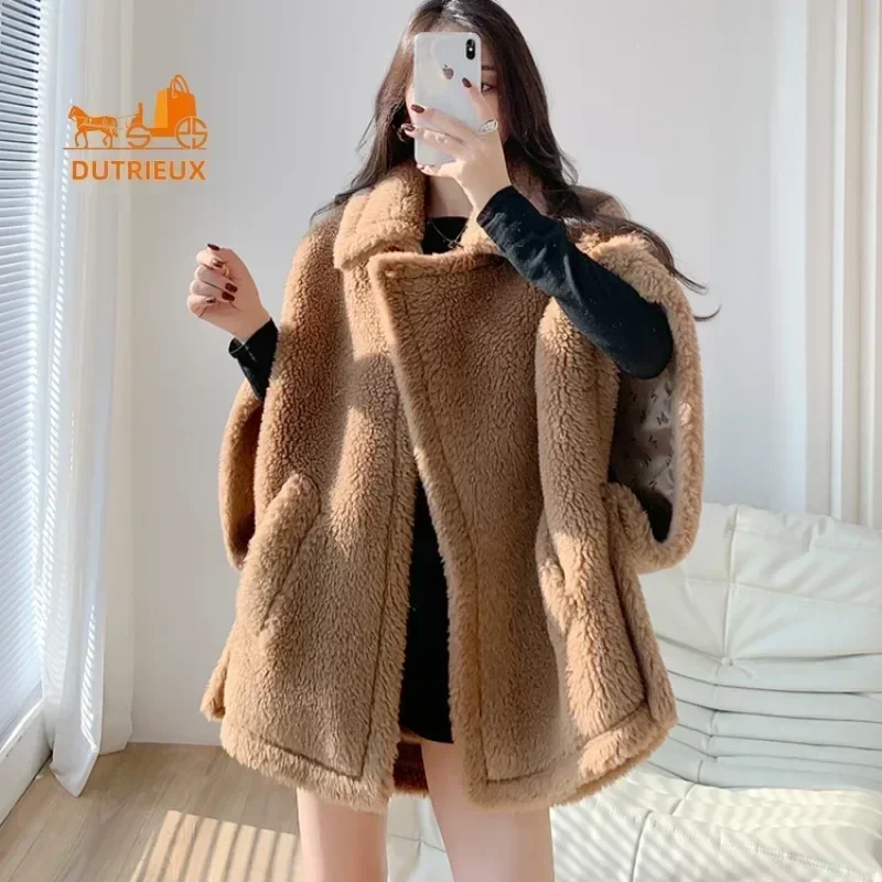 New Short Teddy Coat for Women, 80%Wool 20%Alpaca Coat, Winter Short Teddy Cape Women Coat and Jacket, Real Fur Coat for Women