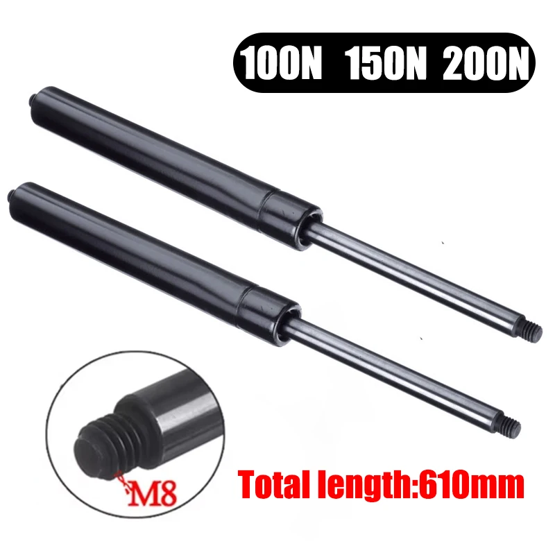 

2pcs Universal 100N 150N 200N Car Gas Strut Bars Gas Spring Hood 610mm M8 Support Rod Shock Lift for RV Bed Window Bus Caravans