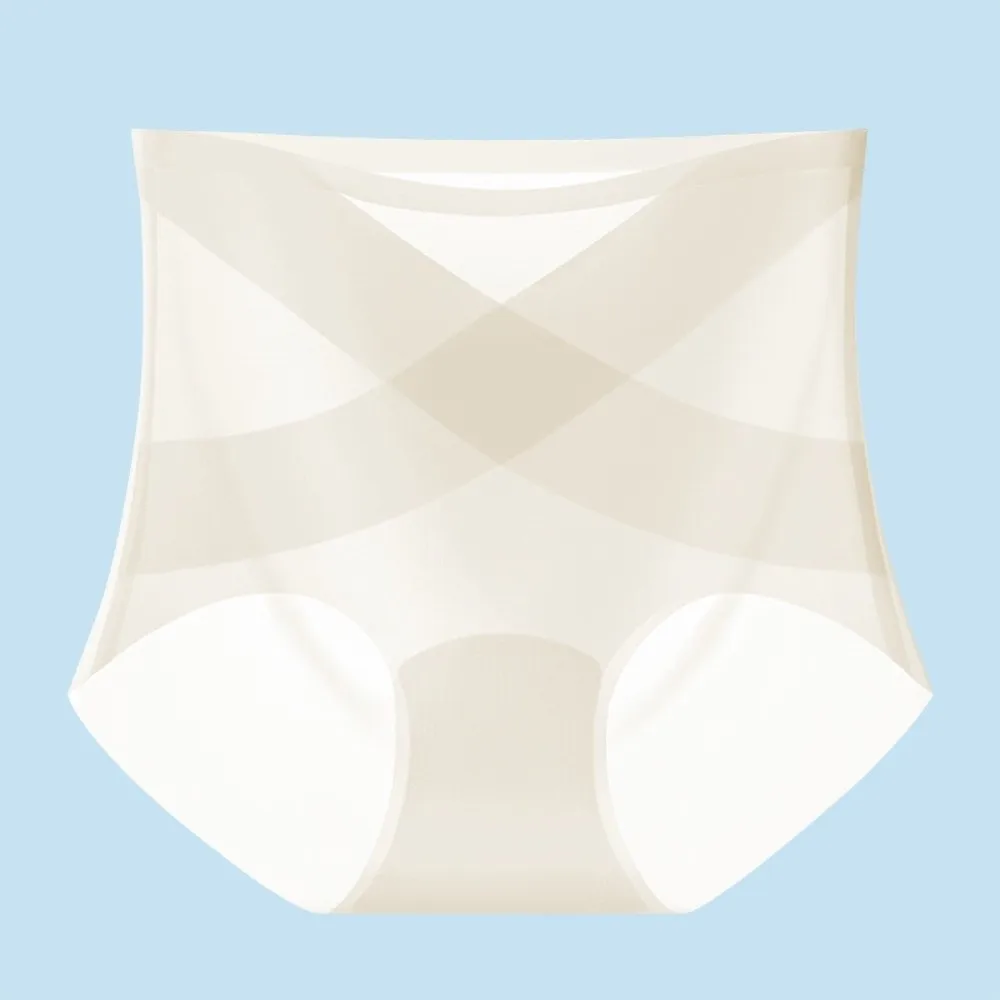 High Waist Briefs Thin Ice Silk Panties Shapewear Waist Trainer Postpartum Body Shaper Silk Crotch Seamless Slimming Shapers
