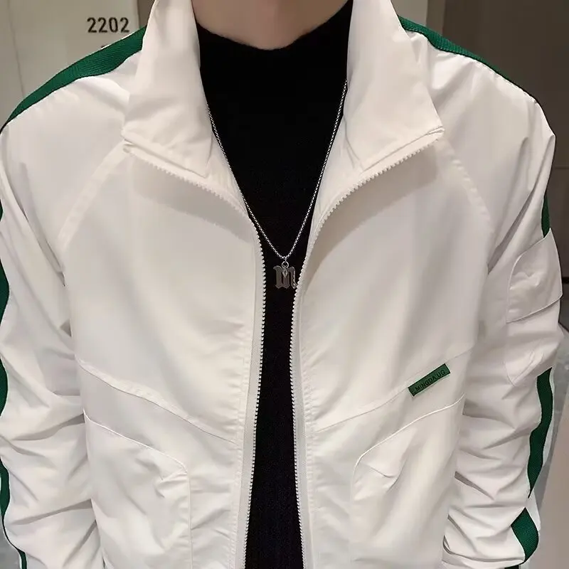 

Trendy Men's Stand Collar Jaet Slim Fit Casual Workwear Spring Autumn New Sle Versatile Top Zipper Closure No Inner