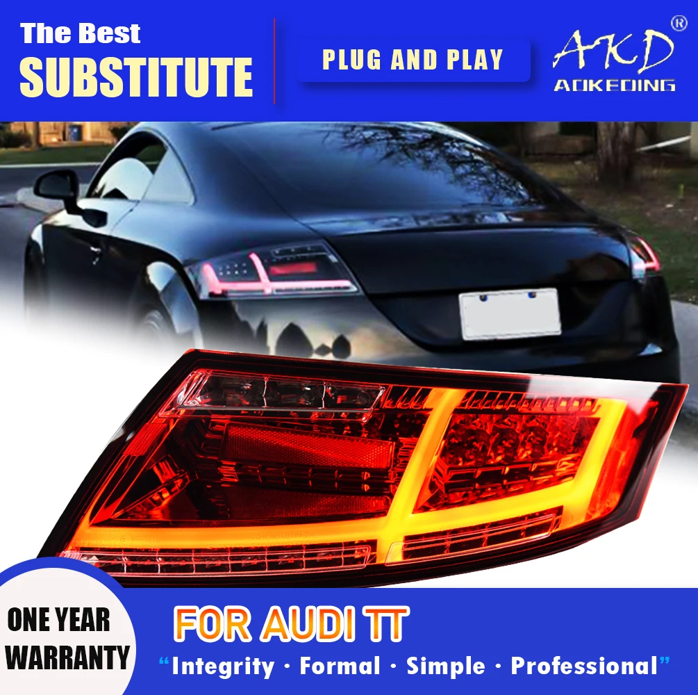 

Задняя фара AKD для AUDI TT светодиодный Tail 2006-2013 TT, задний противотуманный тормоз, сигнал поворота, автомобильные аксессуары