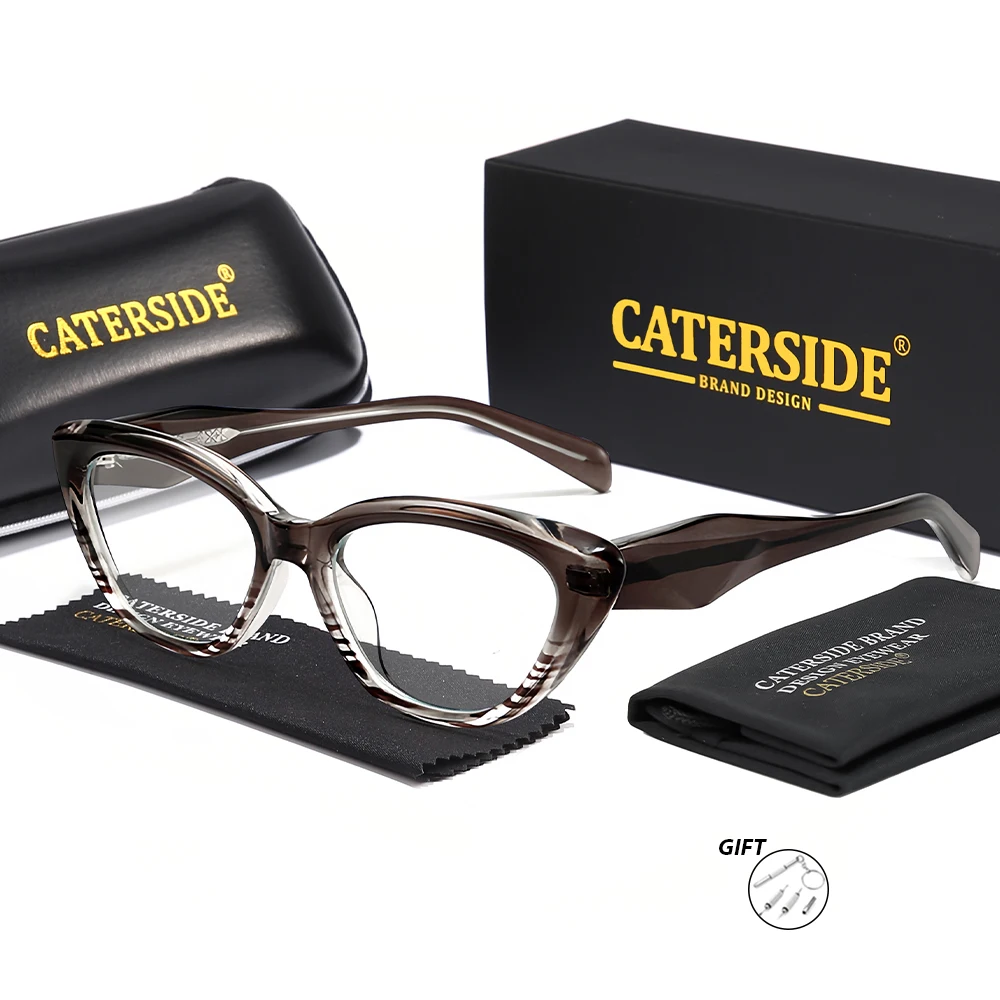 CATERSIDE Punk إطارات النظارات البصرية النسائية على شكل معبد الموضة نصائح تصميم النظارات رجل نظارات طبية مخصصة #4