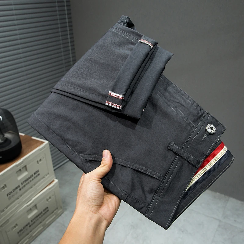 2024 New High end Light Business Jeans for Men's Large Size Small Straight Western Pants Elastic Slim Fit Plus Long Pants