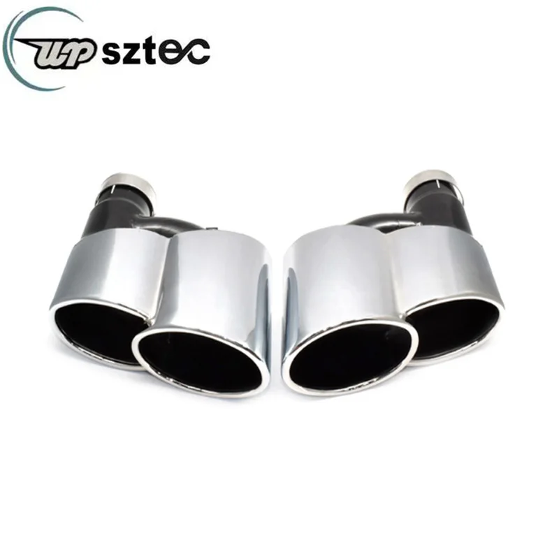 One Pair Muffler Tailpipe For AUD-I A3 A4 A5 A6 A7 Q5 Update S4 S5 S6 S7 Carbon Fiber + Stainless Steel Car Back Exhaust Tip