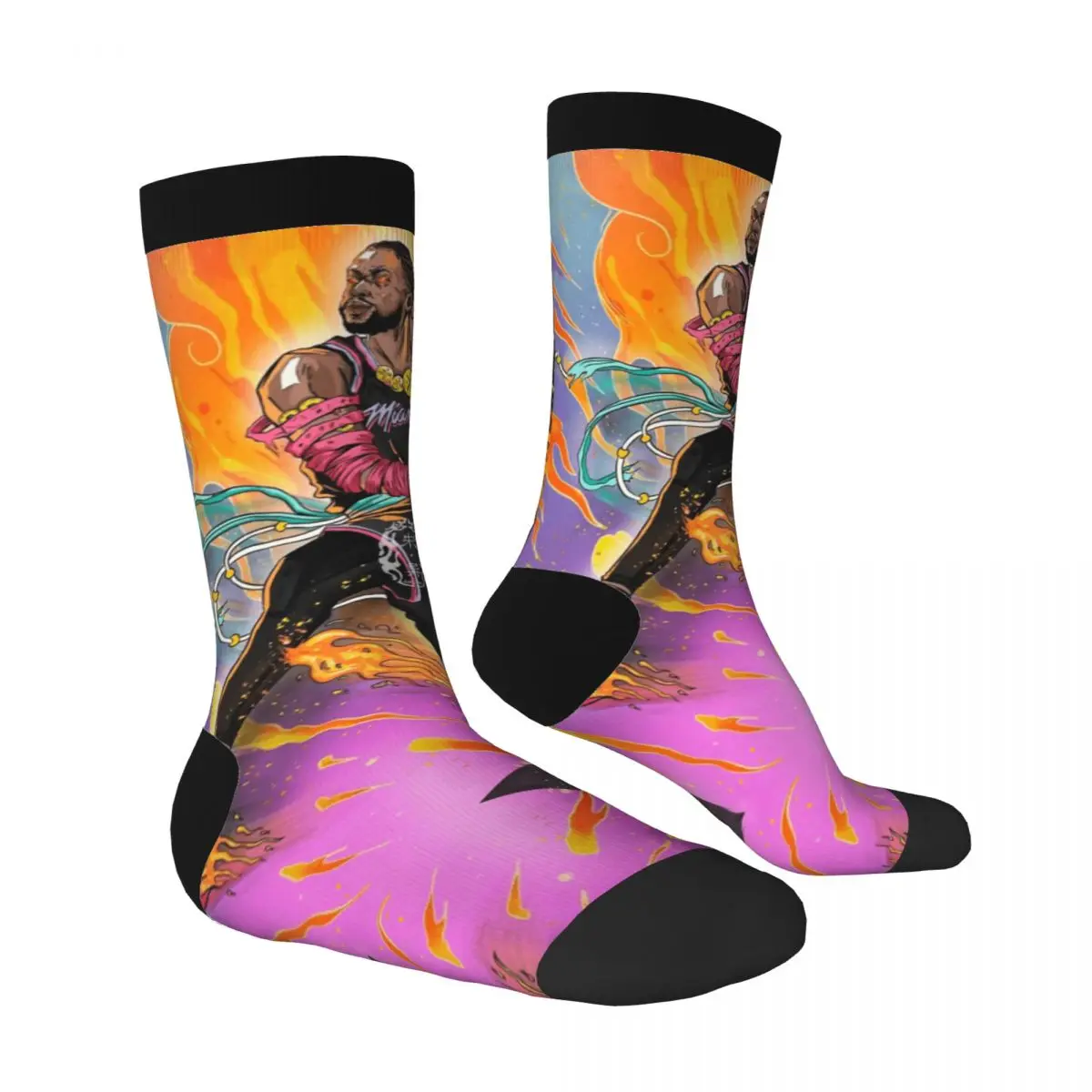 Dwyaneer And Wade D-Wade WOW 2023 Basketball Stars (7) Contrast color socks Knapsack Compression Socks Funny Novelty Funny