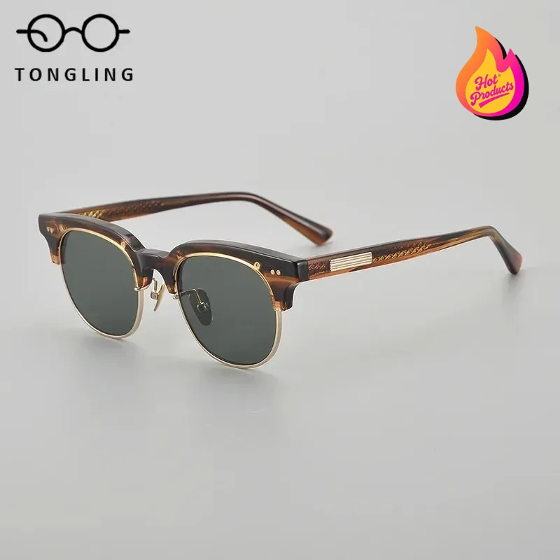 

2025 Fashion New Acetate Titanium Sunglasses Men High Quality Fashion Handmade Eyeglasses UV400 Outdoor Women Trendy SUN GLASSES
