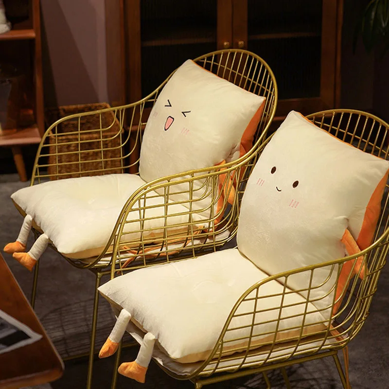 Cojín de una pieza con dibujos de pan tostado, cojín trasero desmontable para ventana de Bahía, Tatami, bonito almohada para siesta de oficina de rebote súper suave