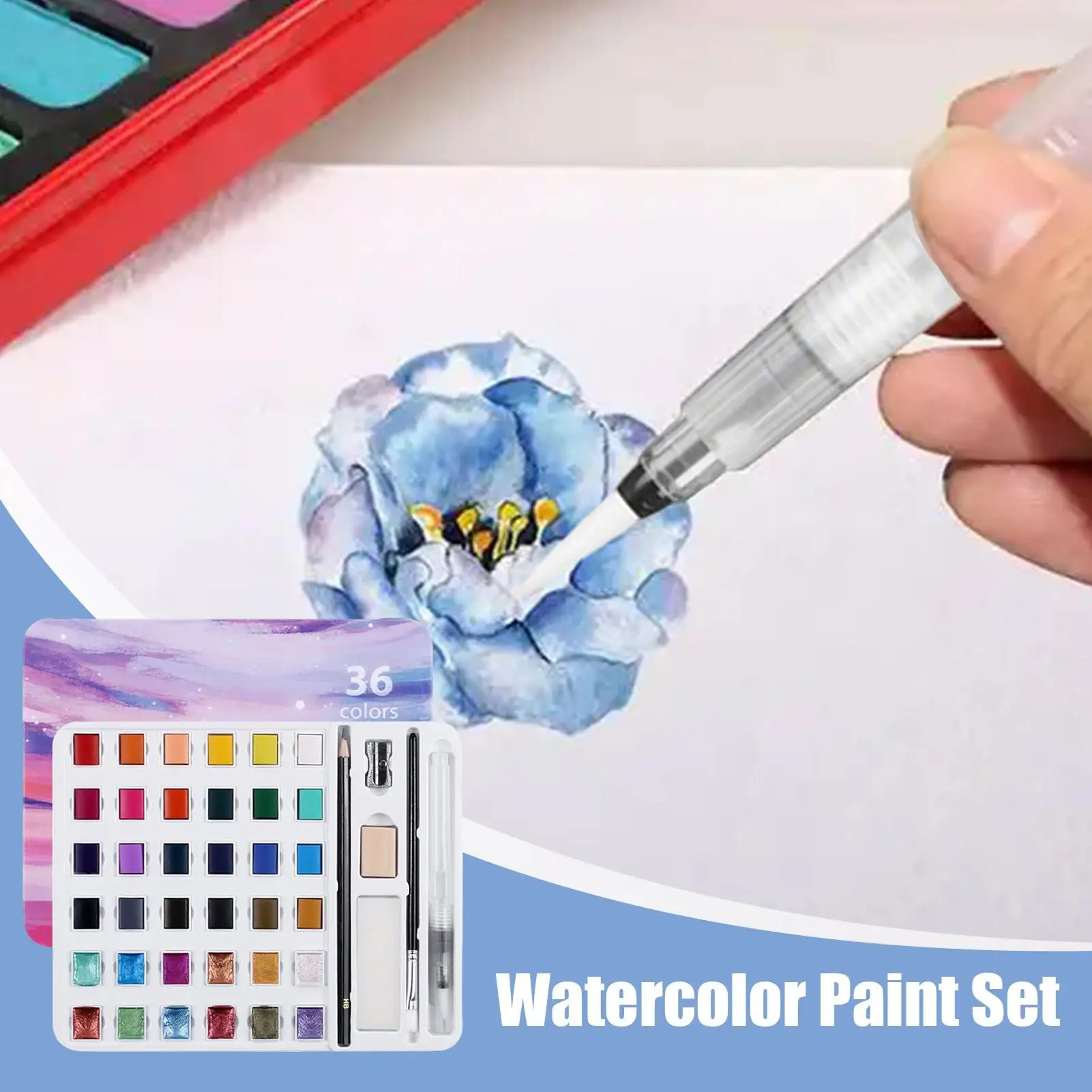 

Набор акварельных красок, 36 цветов, набор для рисования, портативный набор красок с кистью-ручкой для маникюра на открытом воздухе, начинающих, путешествий, класса, взрослых