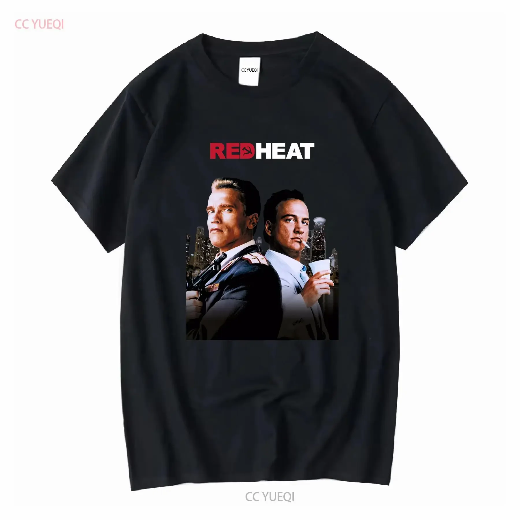 

Футболка Red Heat Schwarzenegger из боевика 80-х годов, винтажный стираный топ унисекс для повседневной носки, удобный мягкий стильный