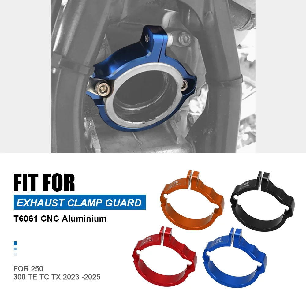 

For Husqvarna 250 300 TE TC TX 2023 2024 2025 Exhaust Tip Muffler Pipe Clamp With Flanges Protector For GasGas EX EC MC 250 300