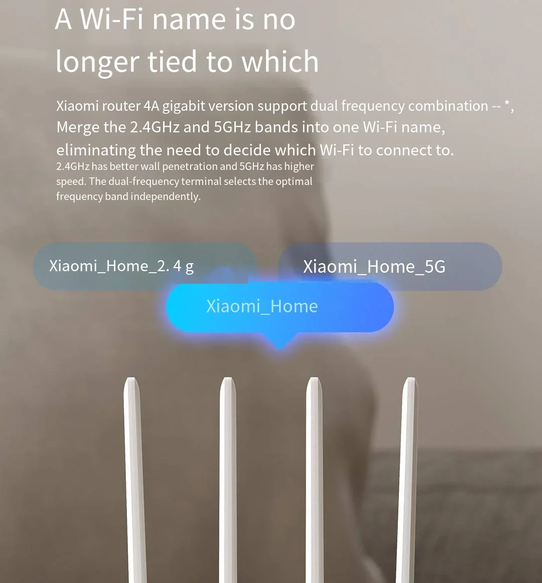جهاز توجيه Xiaomi 4A Gigabit Edition 1000M 100M 5GHz 2.4 جيجا هرتز WiFi ROM 16 ميجابايت DDR3 64 ميجابايت 128 ميجابايت مكاسب عالية 4 هوائيات التحكم عن بعد Mi APP