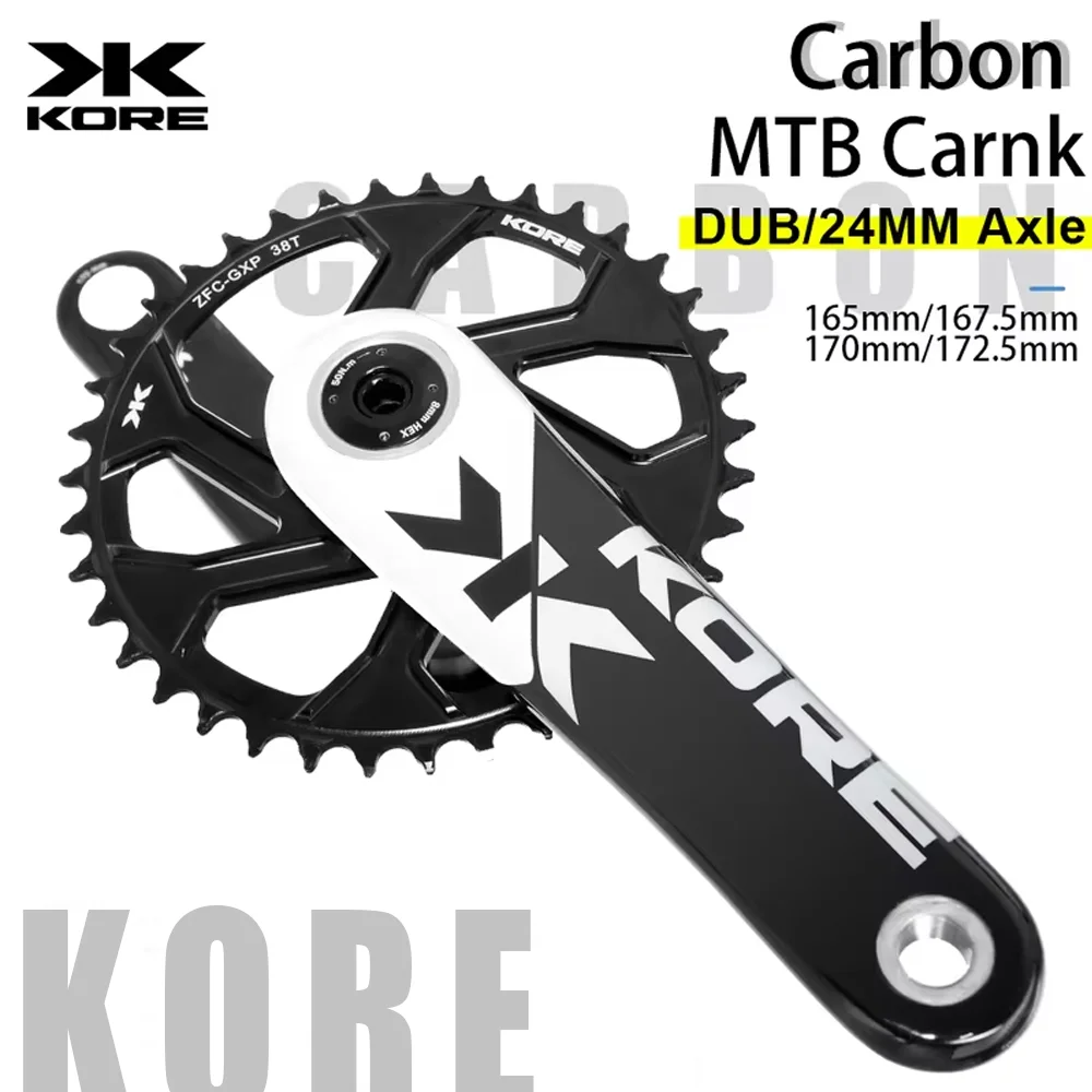

Carbon MTB Crankset KORE Ultra-Light 480g High Strength T800 Carbon Mountain Bike Cranks 165/170/172.5mm 24mm/DUB Axis