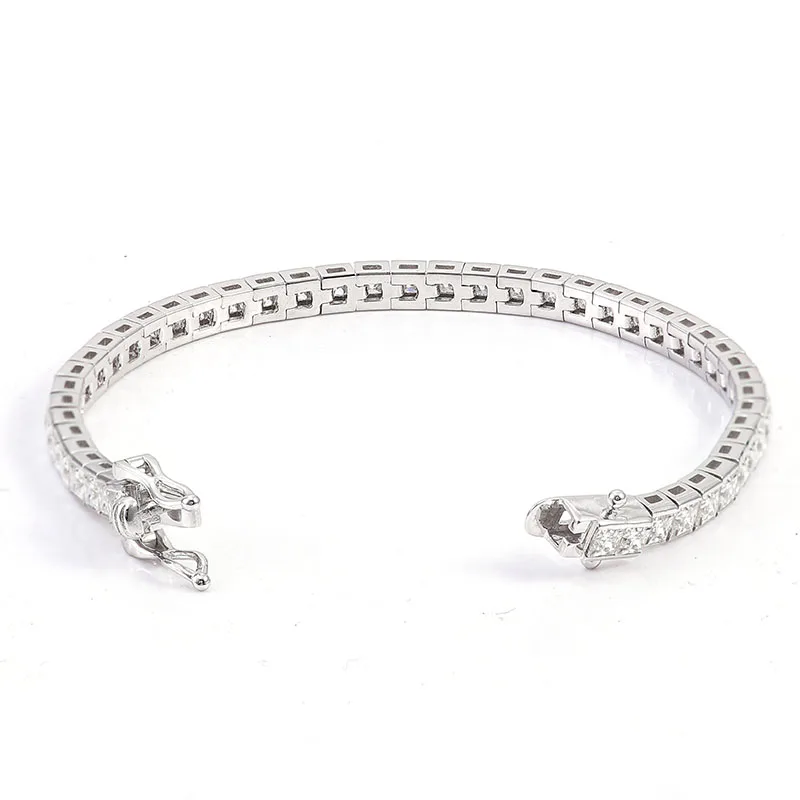 Provence Moissanite Tennis Bracelet for Women Princess Cut D Color VVS Link Chain Custom Jewelry Solid Gold Luxury Bracelets