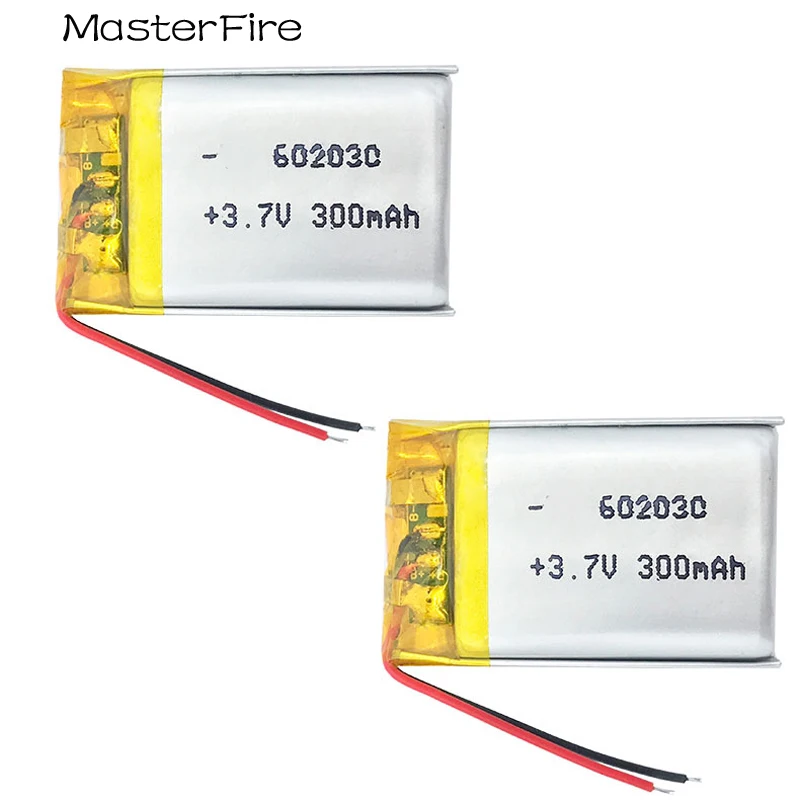 8pcs/lot 602030 3.7V 300mah Rechargeable Lithium Polymer Battery Cell for Car Recorder Wireless Microphone Oximeter Table Lamp