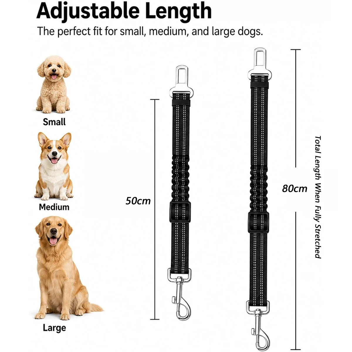 Adjustable Reflective Dog Car Safety Belt description 8