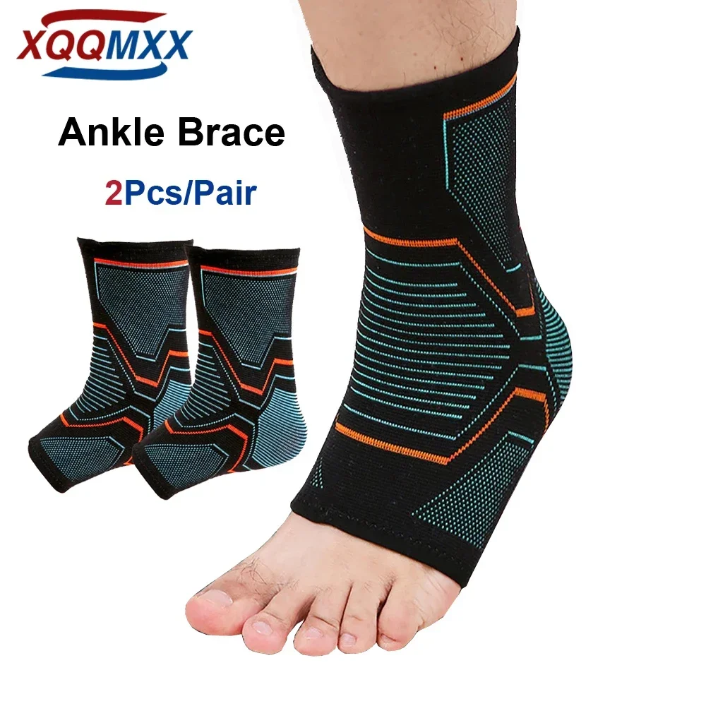 2Pcs Ankle Brace Compression Ankle Sleeve Support for Women Men Plantar Fasciitis, Sprained Ankle, Recovery, Running, Exercise