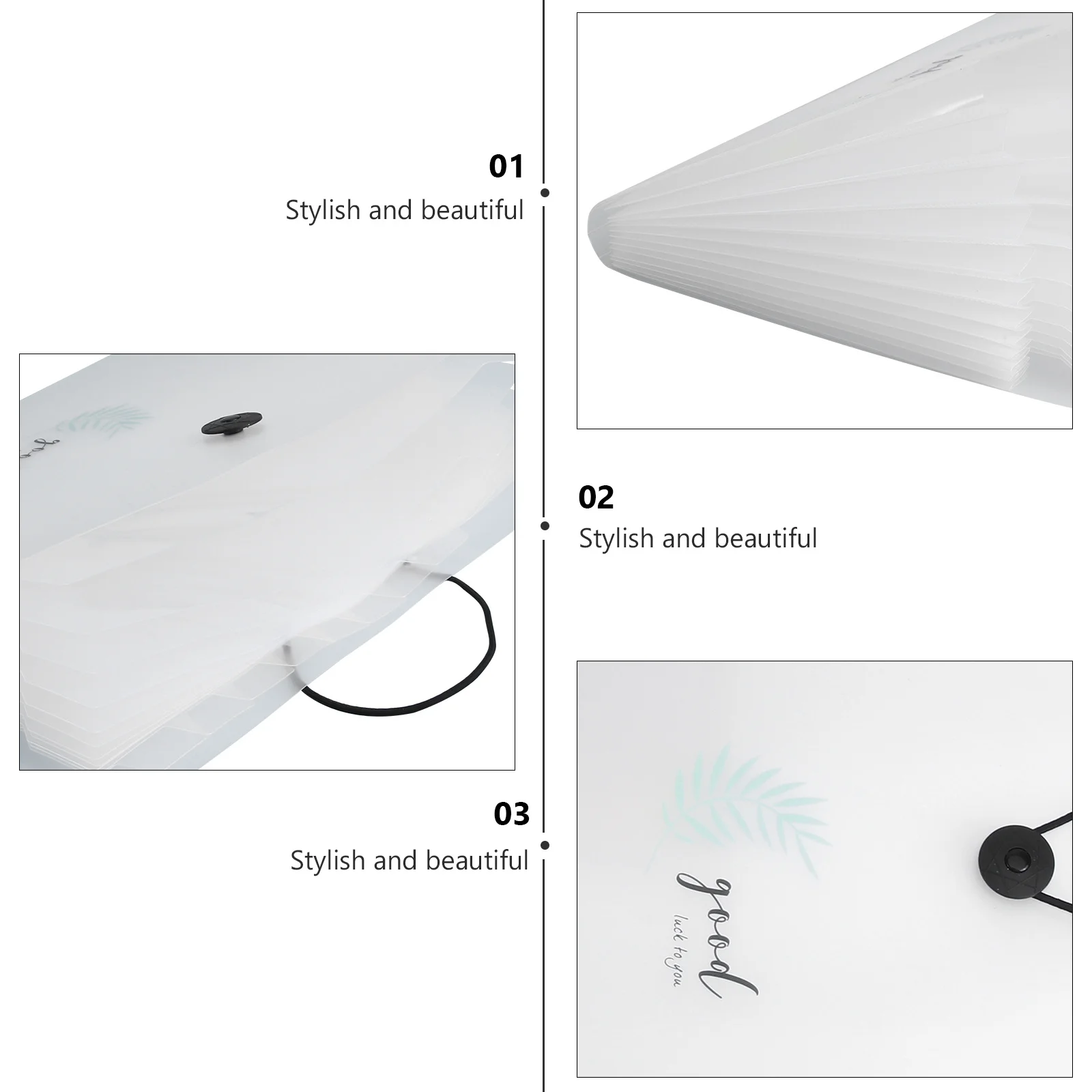 1Pcs Button Document Organizer Large Capacity Accordion File Folder Plastic Document Bag Office Student Filing Storage