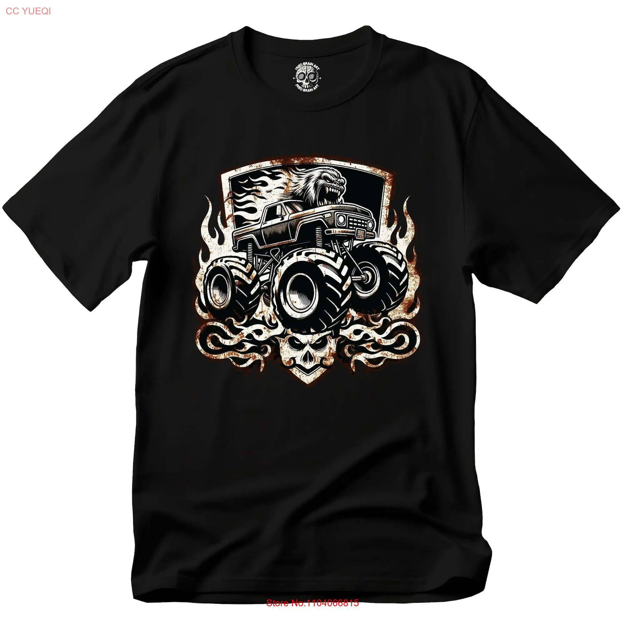 Monster Truck T Shirt Extreme Sports Custom Car Big Wheel Hot Rod Flame Garage shrit long or short sleeves