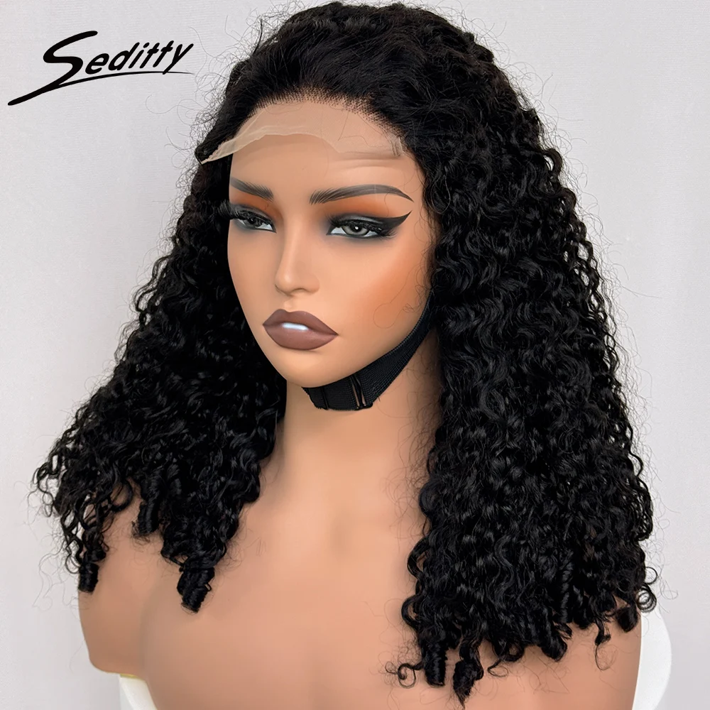 

300% Density Glueless Burmese Curl Wave Human Hair Wig 5x5 Lace Closure Wig Transparent Lace for Black Women