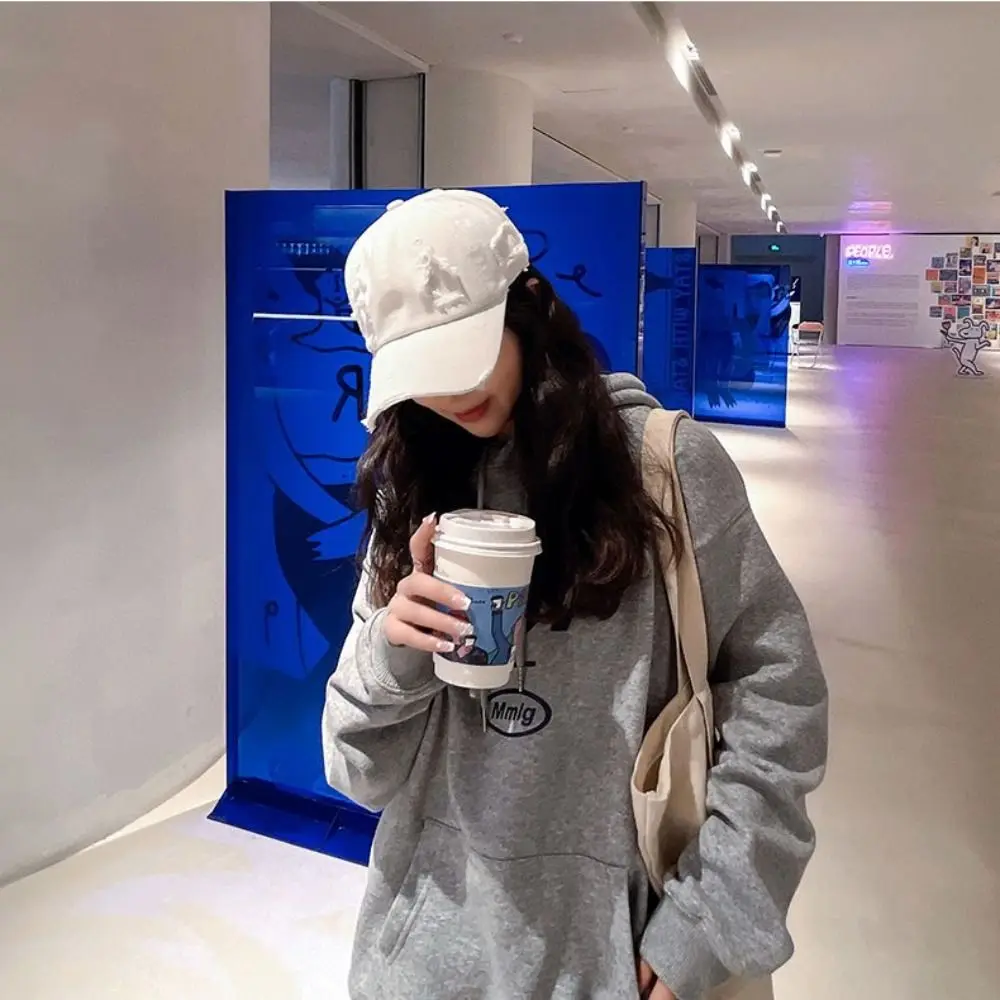 New Trendy Streetwear Hip Hop Worn Hole Face Cap For Women Men Orange Purple Letter Summer Snapback Cap Gorras Hombre