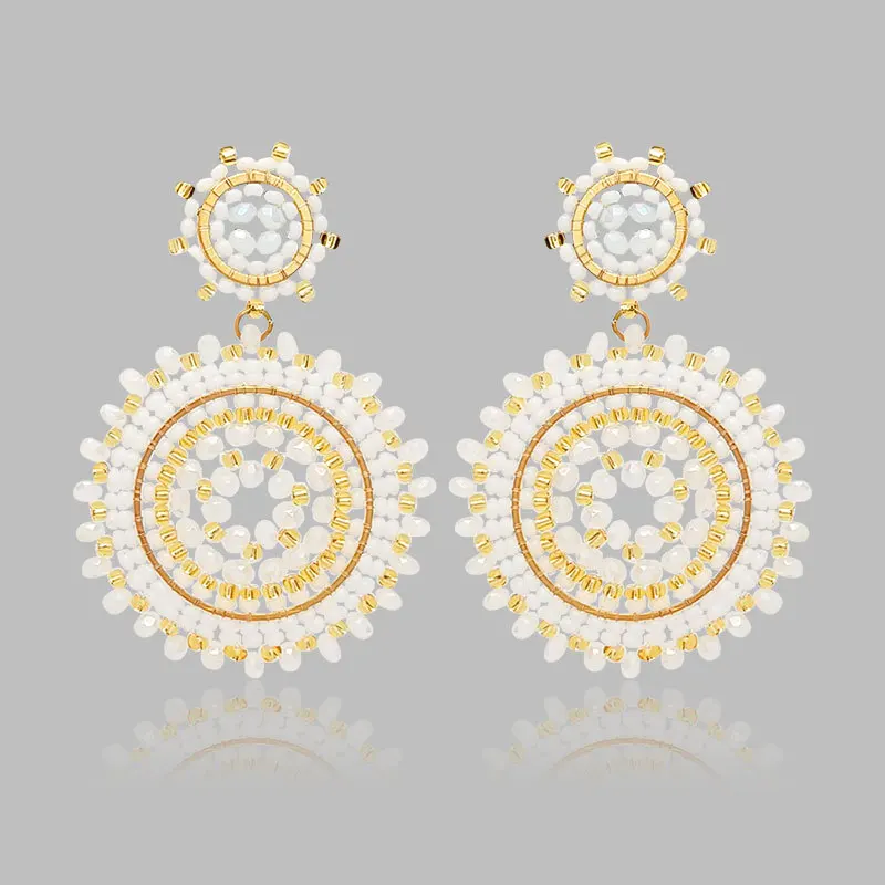 2025 New Vintage Trend Bohemian Earrings Lady Fashion Personality Simple Beaded Earrings Girls Graduation Gift