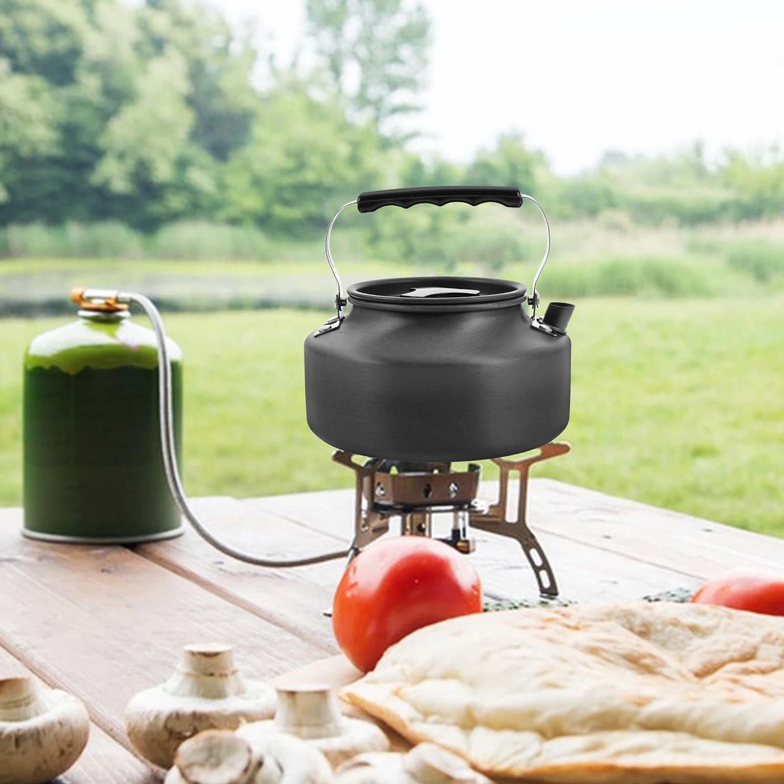 

1pc Portable Water Kettle Aluminum Oxide Camping Outdoor Large Capacity Tea Pot Anti Corrosion Lightweight Bright