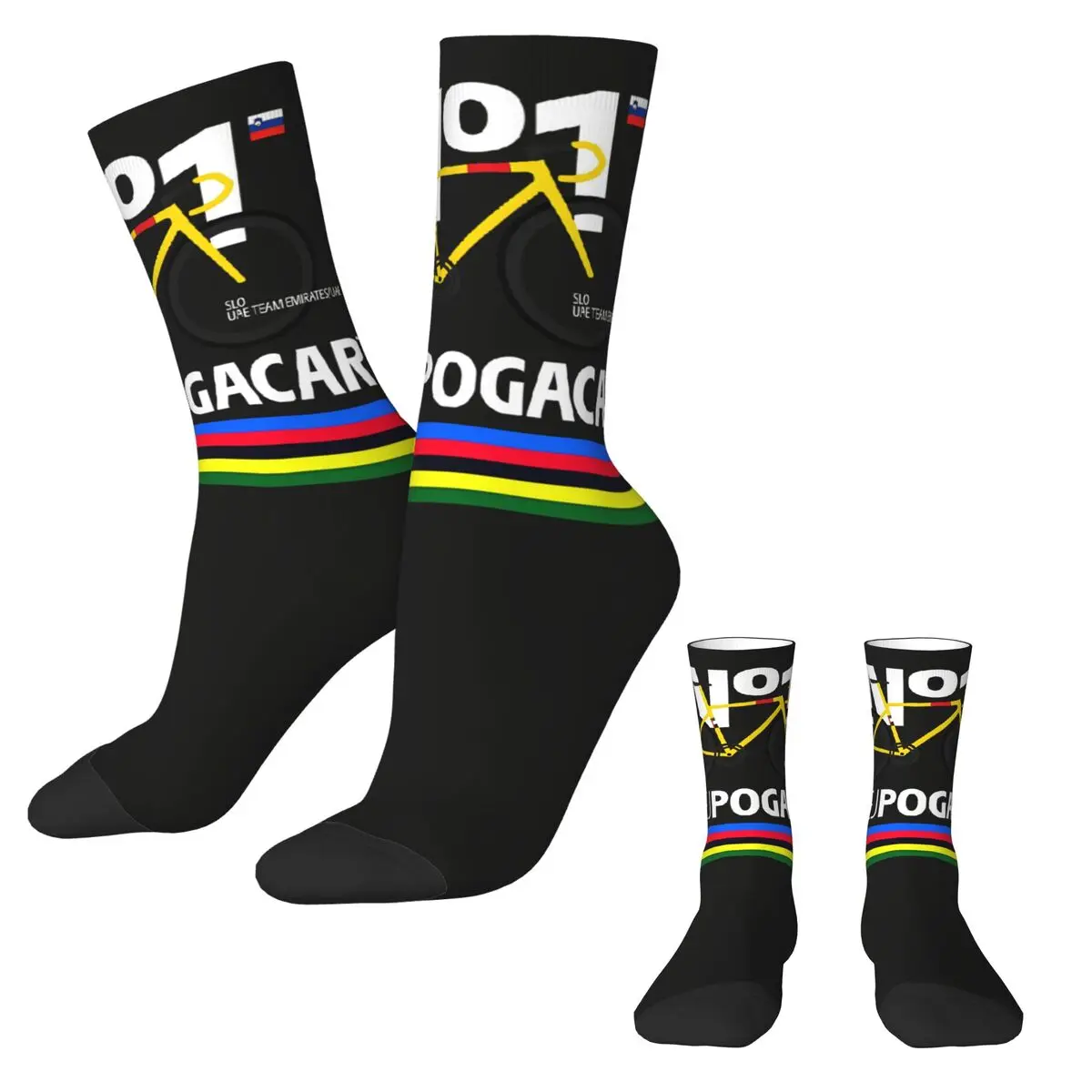 Tadej Pogacar Cycling Pogi Team Stockings Women Men Socks Soft Breathable Retro Sock Winter Cycling Anti-Slip Pattern Socks Gift