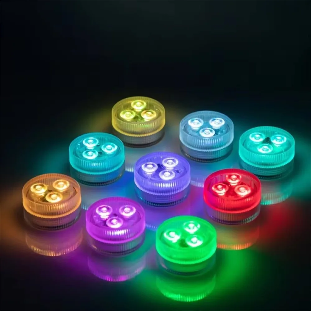 Lampu LED Mini 3 LED tahan air RGB, lampu LED Multi warna, lampu bawah air, lampu malam, mangkuk vas, lampu pesta, pernikahan, lampu teh Natal