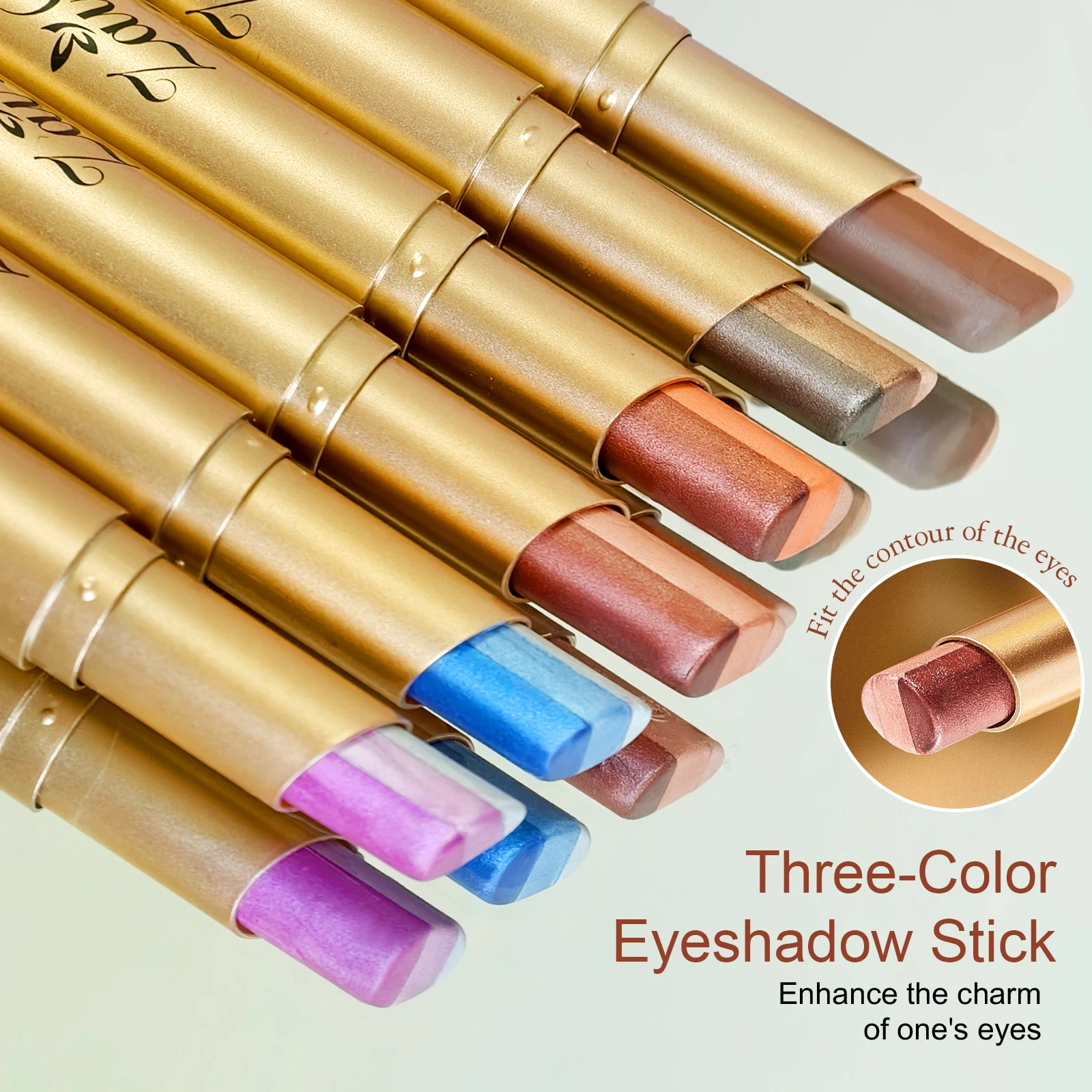 ZaiDoc 3 Color-in-1 Eyeshadow Stick Glitter Shimmer Natural Creamy Long Lasting Makeup 3.5g Each view 3