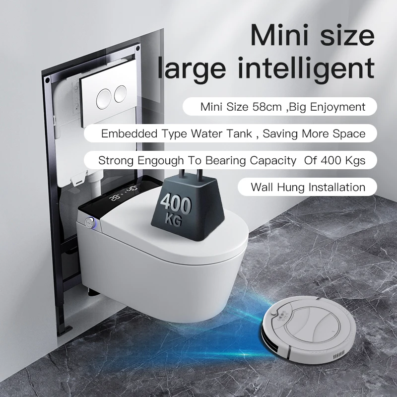 New Design Back To Wall Intelligent Wc Wall Hung Toilet Bowl Automatic Toilet Bidet Bathroom Wall Hung Smart Toilet