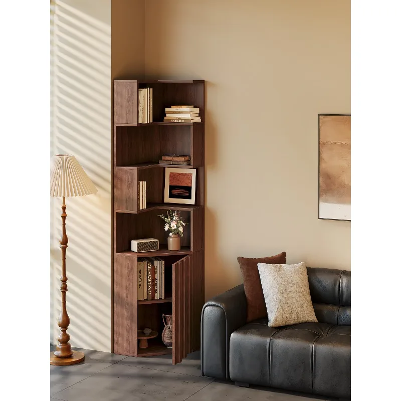 

Medieval solid wood corner rack, living room corner bedroom, multi-functional storage bookshelf, household integrated