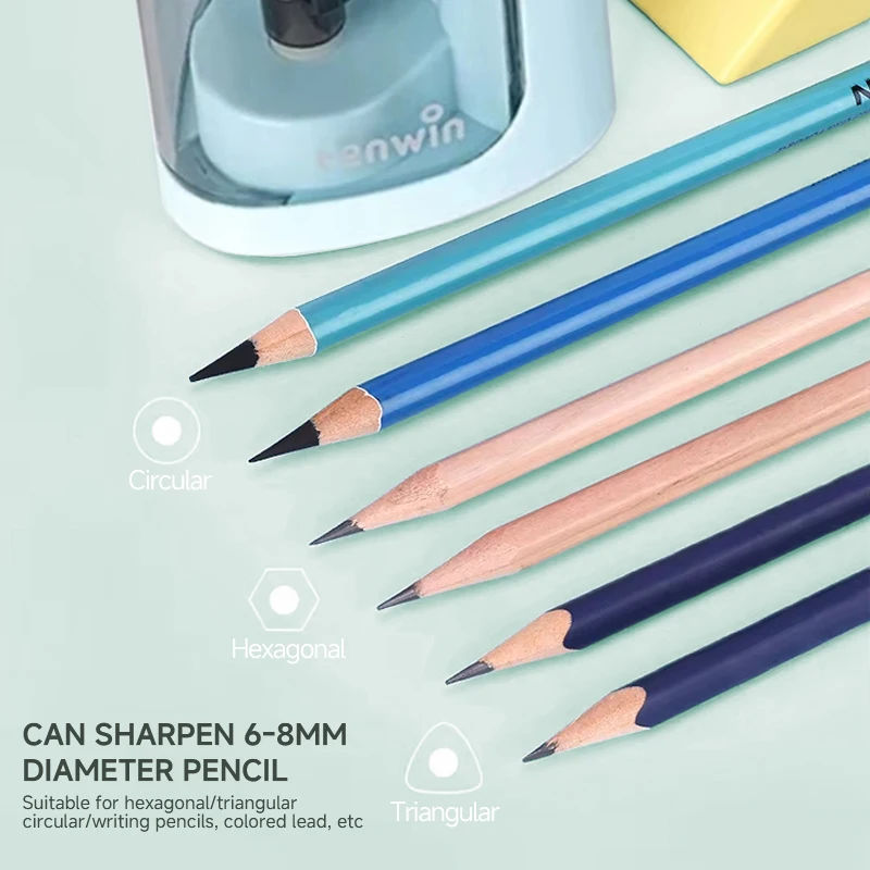 Tenwin Portable Electric/Manual 2 in 1 Pencil Sharpener Automatic Pencil Sharpener Kids Adults Auto Pencil Sharpener Stationery