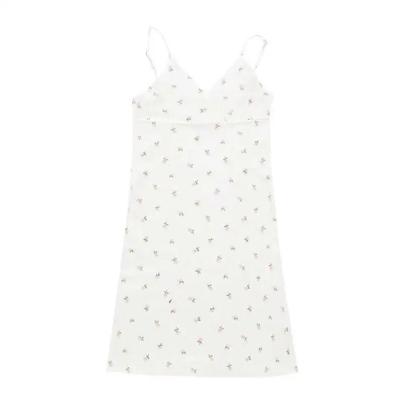 Robe d'été pour femmes, nouveau, pur désir, Sexy, rétro, imprimé, col en v, bretelles, mode, petit charme Floral, Mini robe féerique, 2025