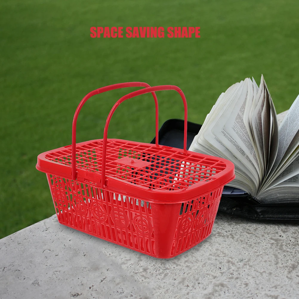 

5pcs Fruit Picking Basket Plastic Large Capacity Square Storage Lid Handle For Berries Vegetables Grocery Organizer Container