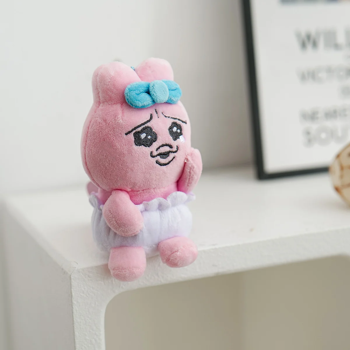 พวงกุญแจห้อยกระเป๋าตุ๊กตาของเล่นกระต่ายสีชมพูกางเกงตลกการ์ตูนญี่ปุ่นของขวัญจี้ตุ๊กตากระต่ายสีชมพูน่ารักสำหรับเด็กผู้หญิง